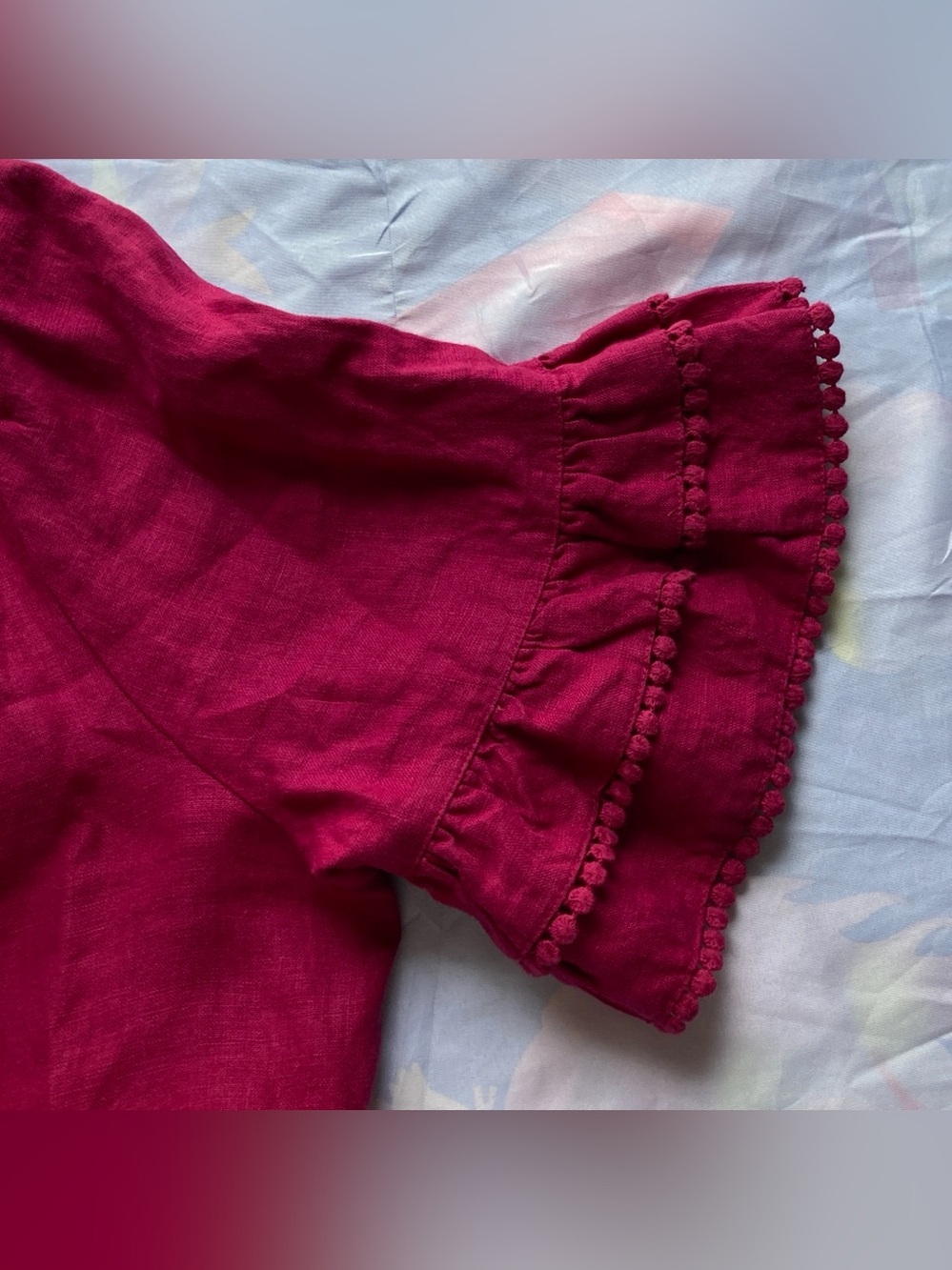 100% Linen Short Sleeve V-Neck Midi Dress w/Pockets in Raspberry | chico’s - Picture 10 of 13